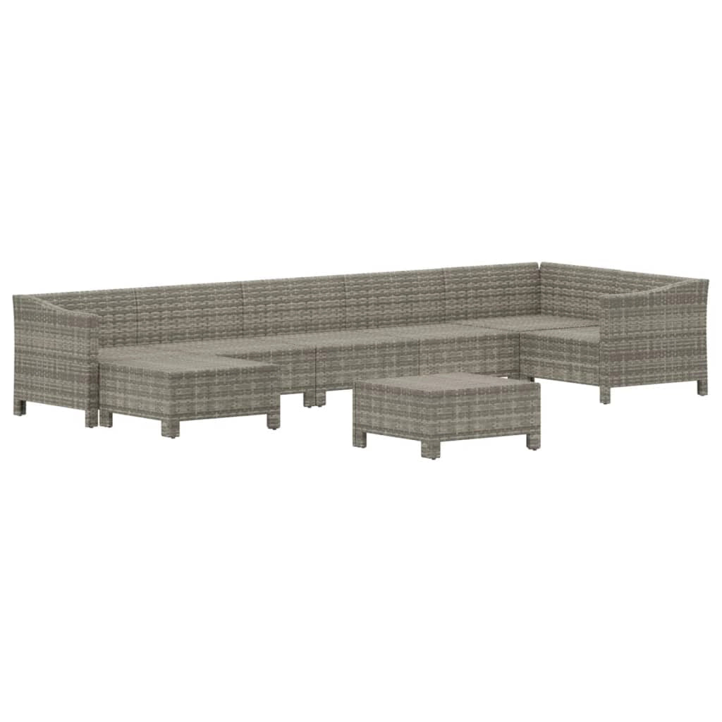 Set di mobili da giardino mobili da esterno 8 pezzi con cuscini resina intrecciata grigia 02_0017620