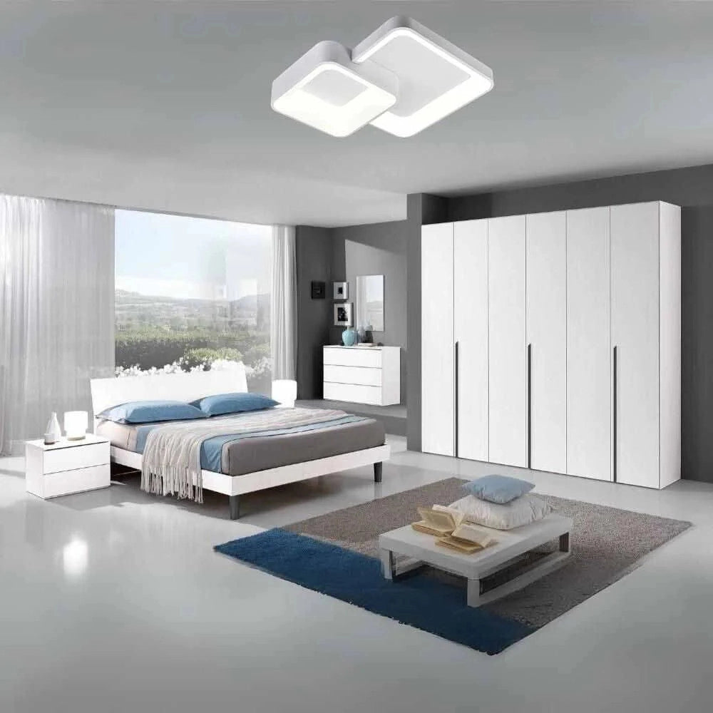 Trade Shop - Plafoniera Soffitto Led 58w 2 Quadrati Lampadario Cct 3 Colorazioni 3000k A 6500k C59-3c - Bianco