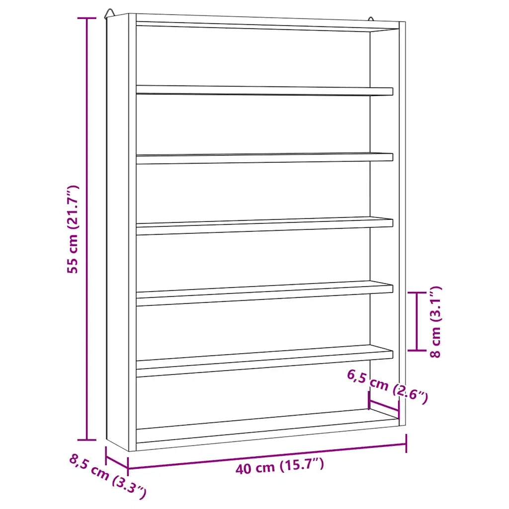 Teca da Collezione in Legno con 6 Ripiani 40x8,5x55 cm CFW3186507