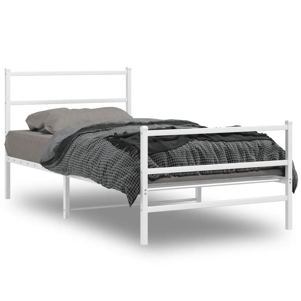 Giroletto con Testiera e Pediera-Struttura Letto Metallo Bianco 100x190 cm 914514