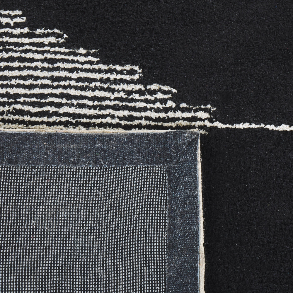 Tappeto pelo corto bianco e Nero in cotone modello geometrico pelo corto 80 x 150 cm