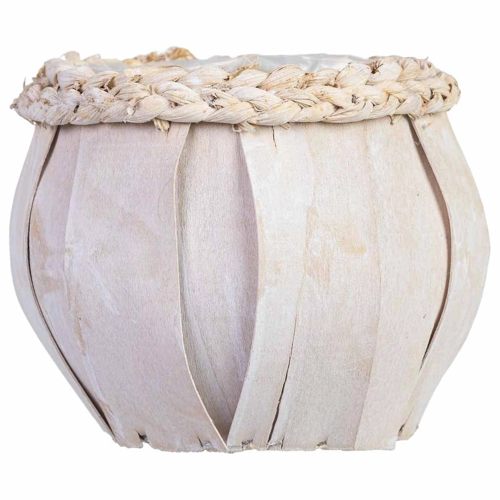 Cesto tondo in legno bianco 16x16x15h cm