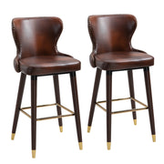 Sgabelli da Bar Alti con Schienale ¨C Zephmum ¨C Finta Pelle e Legno 52x53x101cm