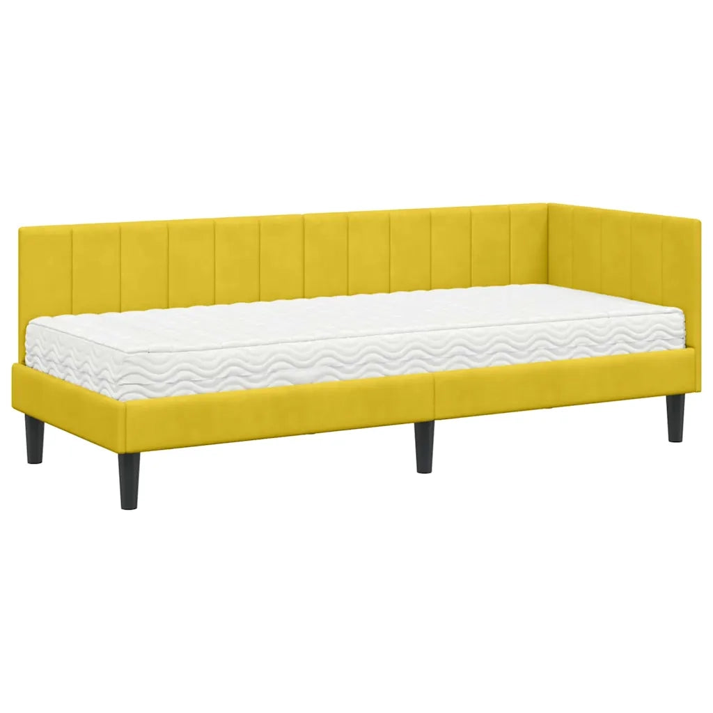 Struttura Letto Angolare con Materasso 2 pcs Giallo Velluto
