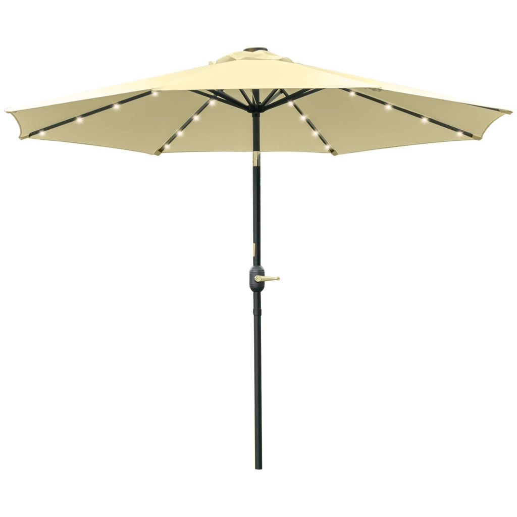 Ombrellone da Giardino Inclinabile ¨C zephmum ¨C ?265 cm, 32 Luci LED Solari, Beige