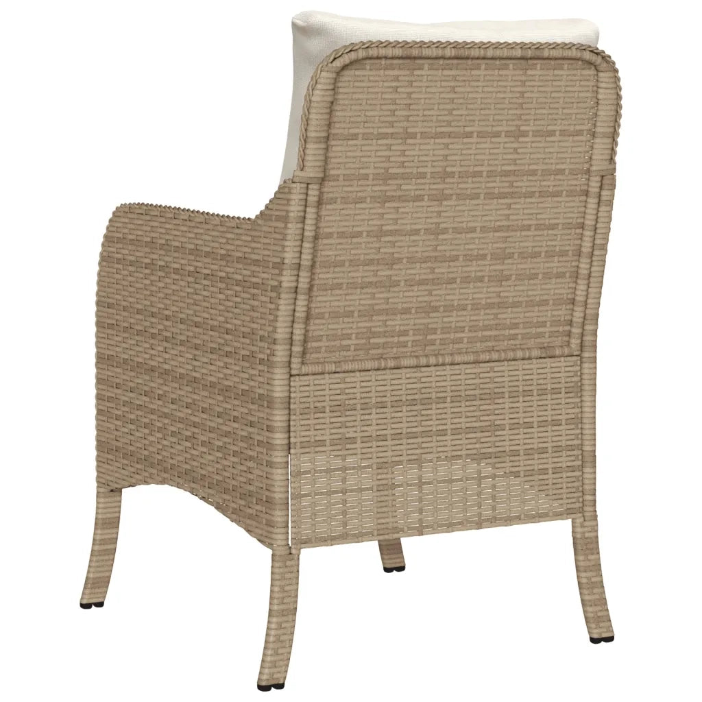 Sedie da Giardino con Cuscini 2 pz Beige in Polyrattan 365148