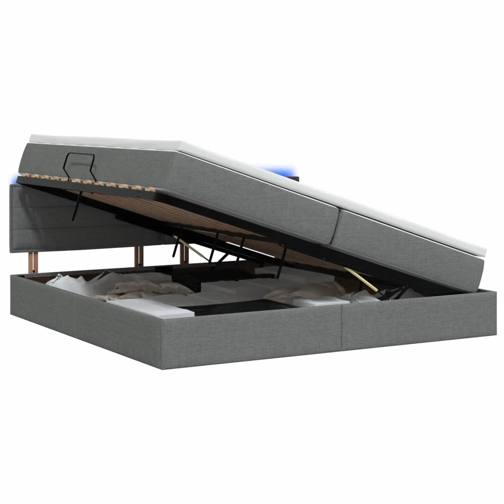 Letto con contenitore LED e materasso Grigio Scuro 200 x 200 cm 3459022