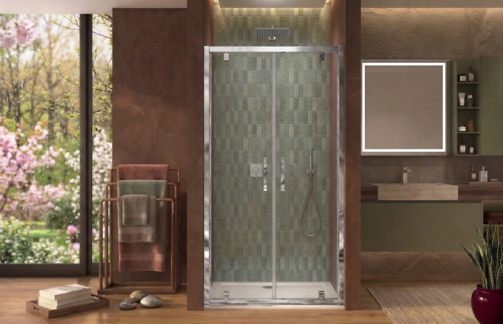 Box doccia nicchia 80 cm porta due battenti H190 cm GENNY - Cromato Lucido