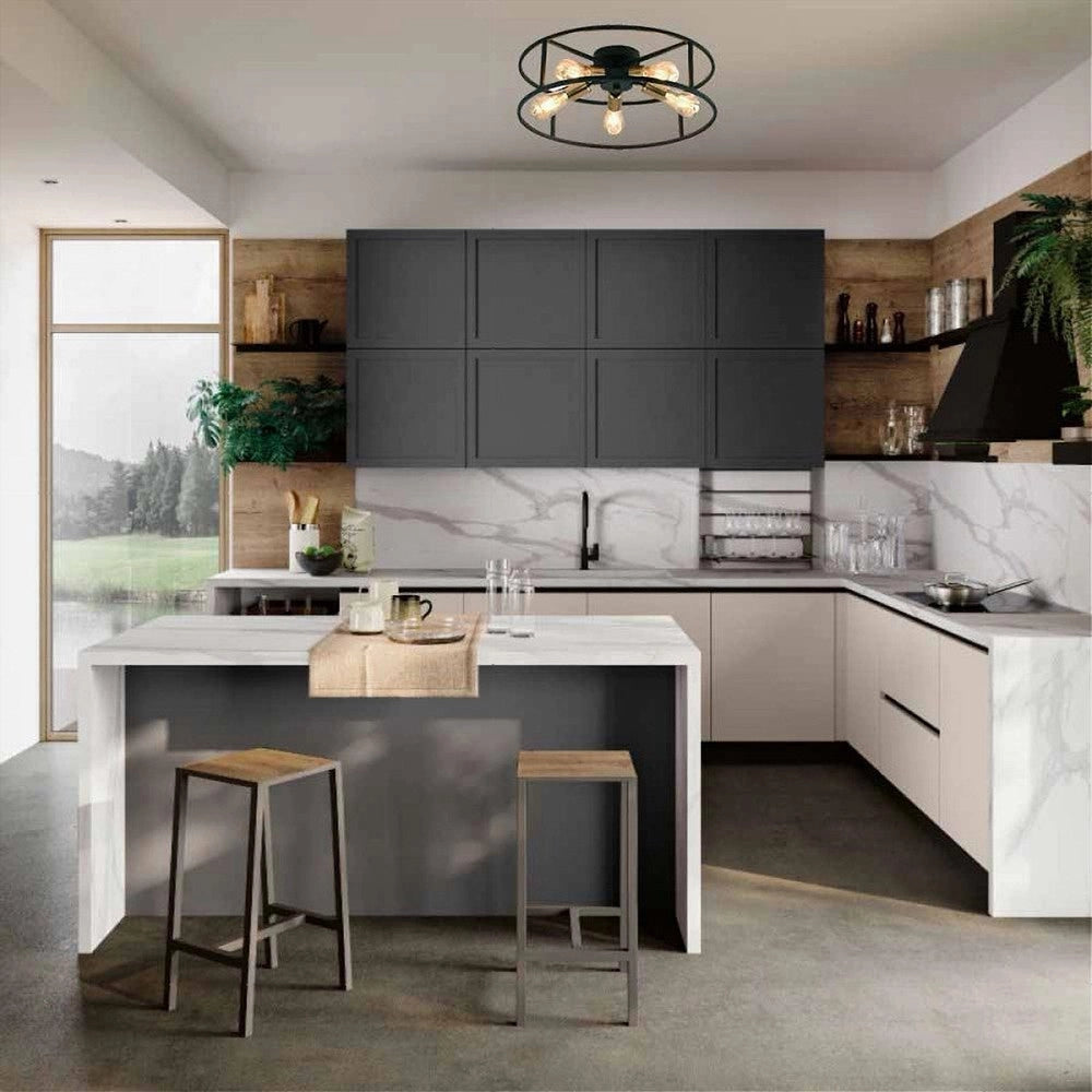 Trade Shop - Plafoniera Lampadario Da Soffitto Circolare Stile Industriale Lampada 5xe27 C71-5 -