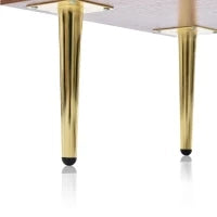 Credenza cucina Vintage con 6 Cassetti con Rattan e Maniglie Dorate per Camera da Letto e Soggiorno, Noce