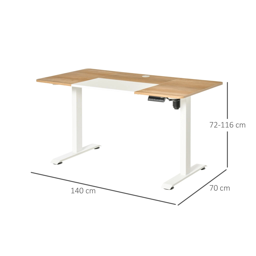 Scrivania elettrica regolabile con 4 memorie e passacavi per studio 140×70×72-116 cm bianco
