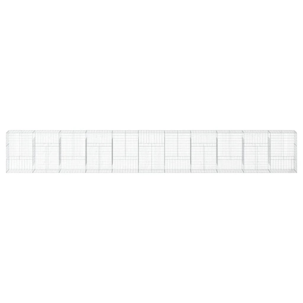 Gabbione recinto a gabbia muro di contenimento con coperchio 1100 x 50 x 150 cm ferro zincato argento 02_0040126