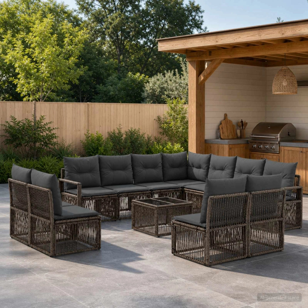 Set Divano da Giardino 12 pz Grigio polyrattan 3435749