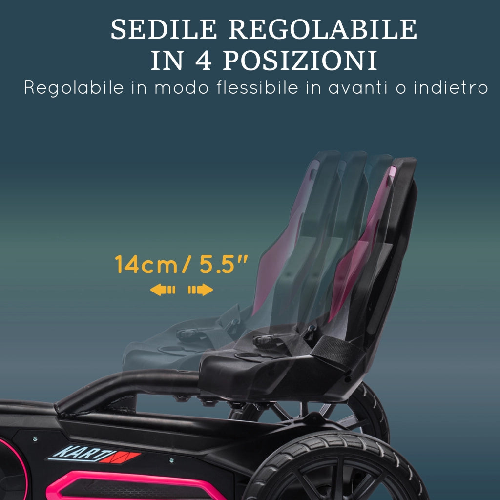Go Kart a Pedali per Bambini con Sedile Regolabile ¨C Zephmum ¨C Rosa e Nero 100x58x58.5 cm