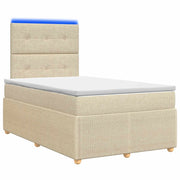 Letto Box Spring LED con Materasso Crema 120 x 200 cm Tessuto 3455837