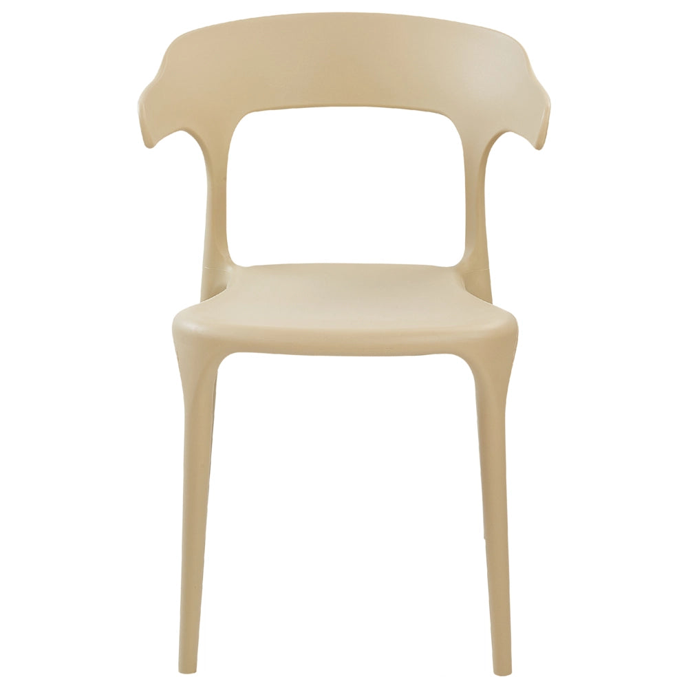 Set di 8 sedie in plastica beige resistente moderne per interno ed esterno stile moderno contemporaneo