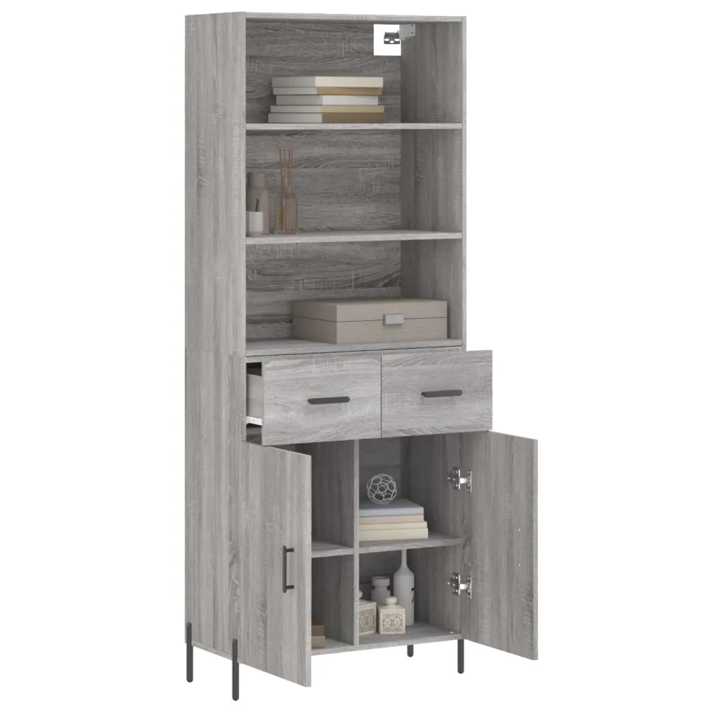 Credenza Grigio Sonoma 69,5x34x180 cm in Legno Multistrato 3200527