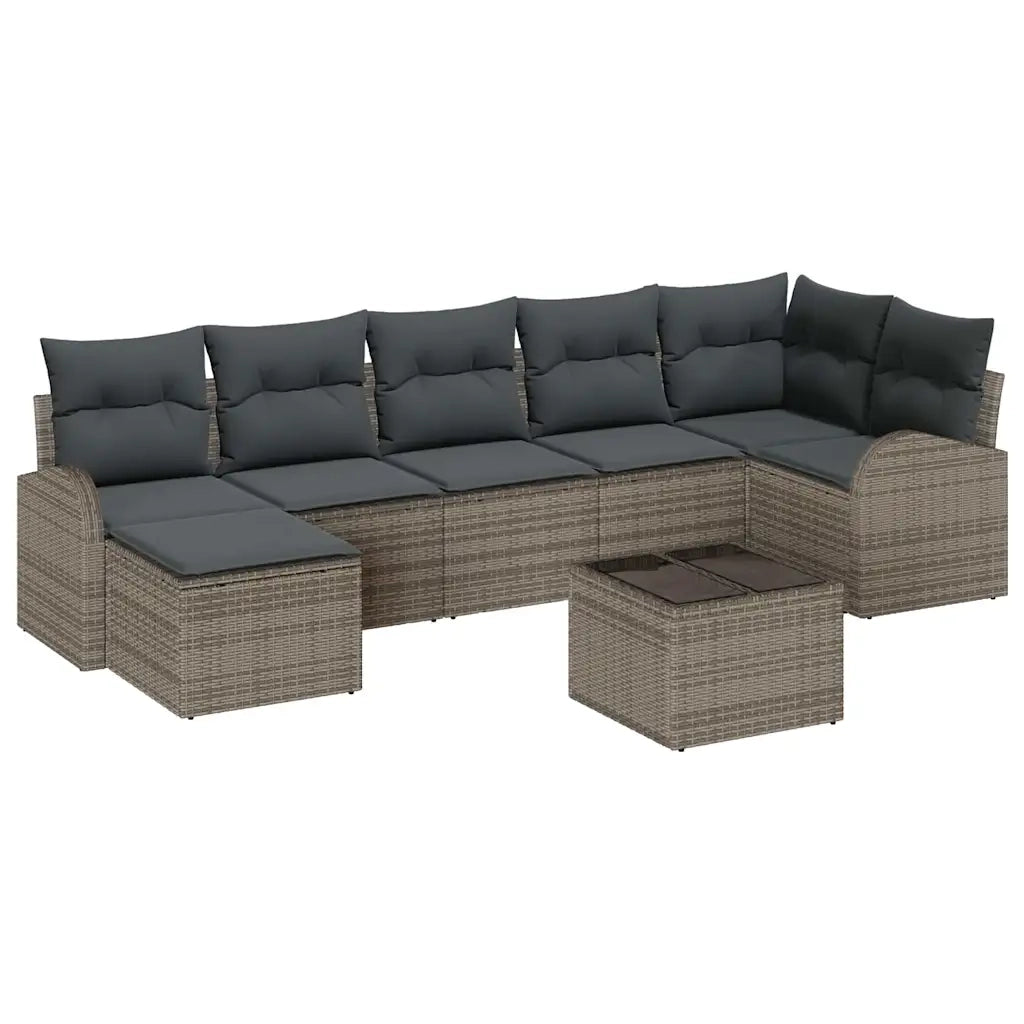 Set Divano da Giardino con cuscino 8 pcs Grigio Poly Rattan 3346139