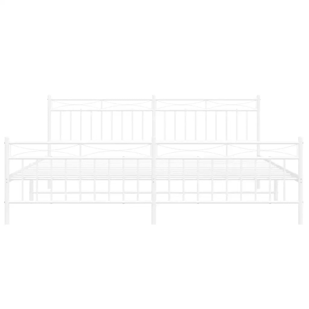 Giroletto con Testiera e Pediera-Struttura Letto Metallo Bianco 193x203 cm 412171