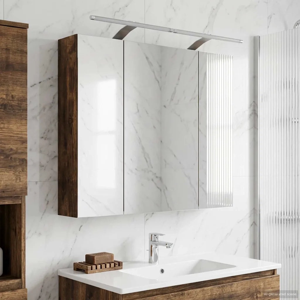 Mobiletto per specchio da bagno Rovere fumé 80 x 14.5 x 70 cm