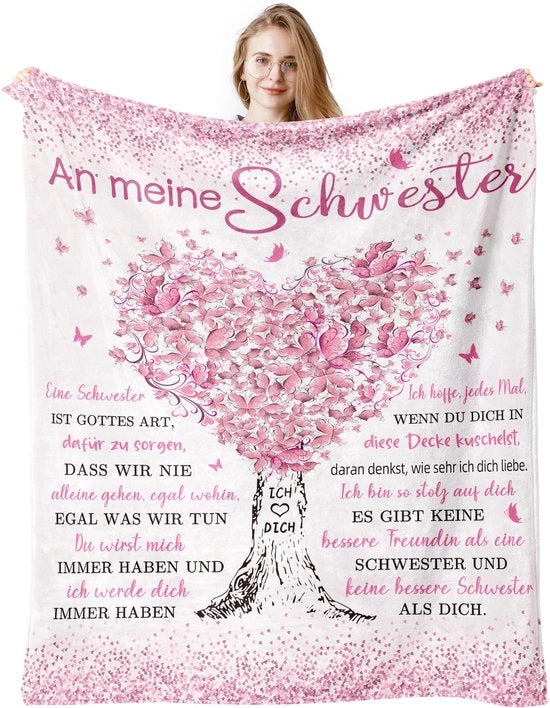 Regalo per sorella, deken regalo per sorella 150x130cm, dono per sorella d'anniversario, idea regalo per sorella per Natale, addio, matrimonio