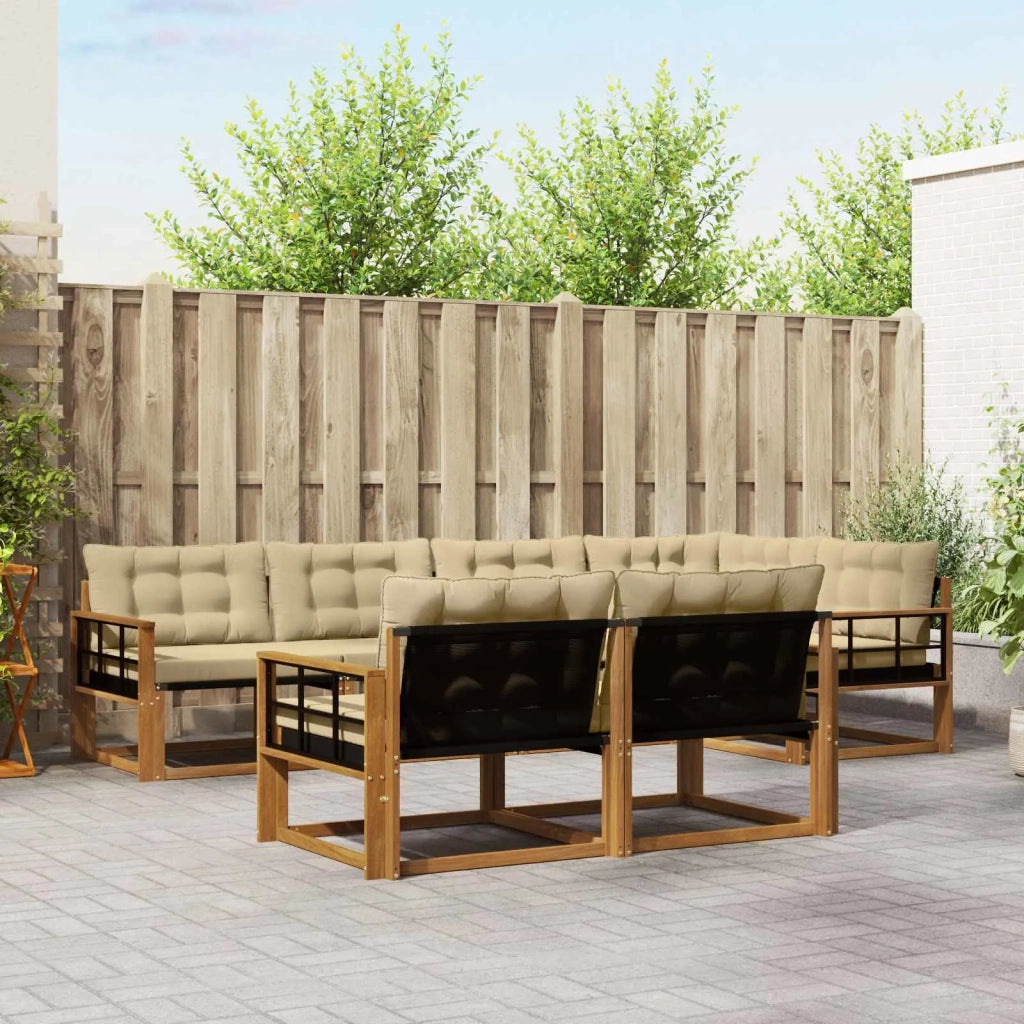 Set di divani da esterno con cuscino 7 pcs Naturale e Beige