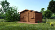Casetta da giardino in legno - 12m2 - 4x3m - impregnata - 28mm - colore: marrone - DOM418 - ALTANKA