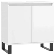 Armadietto Bagno | Armadio da bagno Bianco Lucido 58x33x60cm in Legno Multistrato