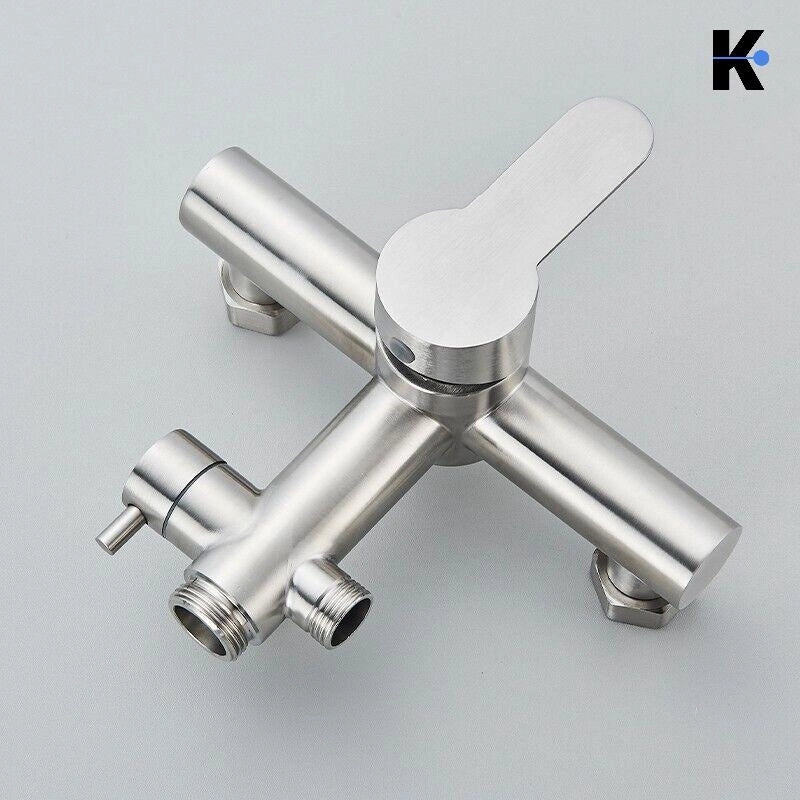 JANA | Set pioggia premium in acciaio inox spazzolato | Miscelatore doccia di design | Miscelatore doccia completo di doccetta
