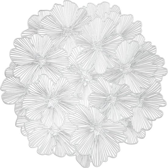 Piatti da tavola rotondi in vinile stampato a 6 pezzi, piatti da tavola rotondi in vinile per il pranzo, piatti da tavola Ginkgo con vuoto per decorazione di matrimonio e vacanze, punto focale