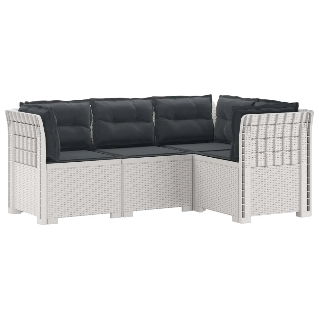 Divano da Giardino 4 Posti con Cuscini Aspetto Rattan PP Bianco 3443987