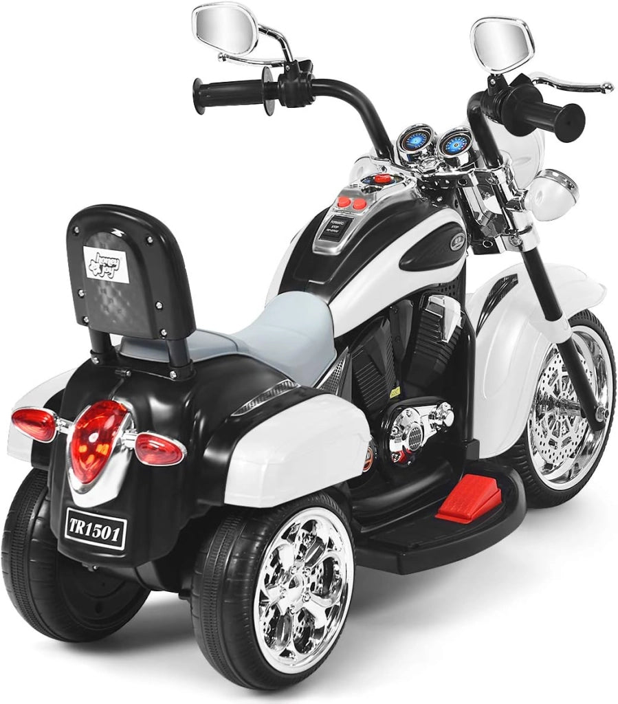 6V Moto Elettriche per Bambini, Moto Cavalcabile Marcia Avanti e Indietro, Portanza di Peso 30kg (Bianco)