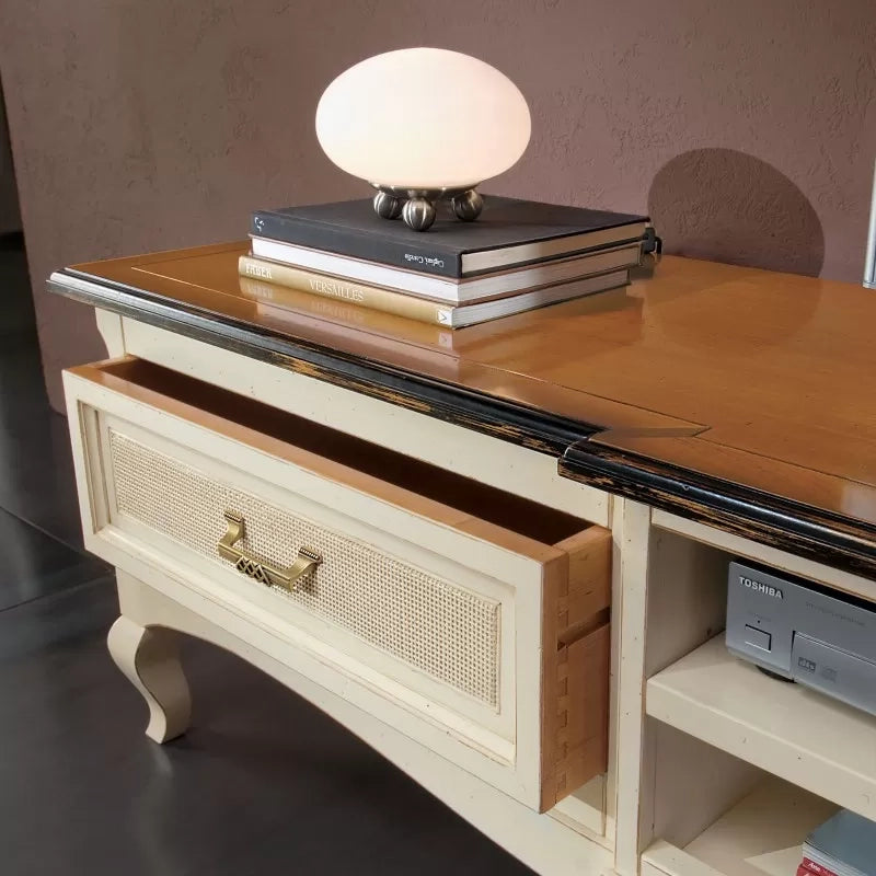 Parete attrezzata porta tv classica legno bicolore shabby - Mobili 2G