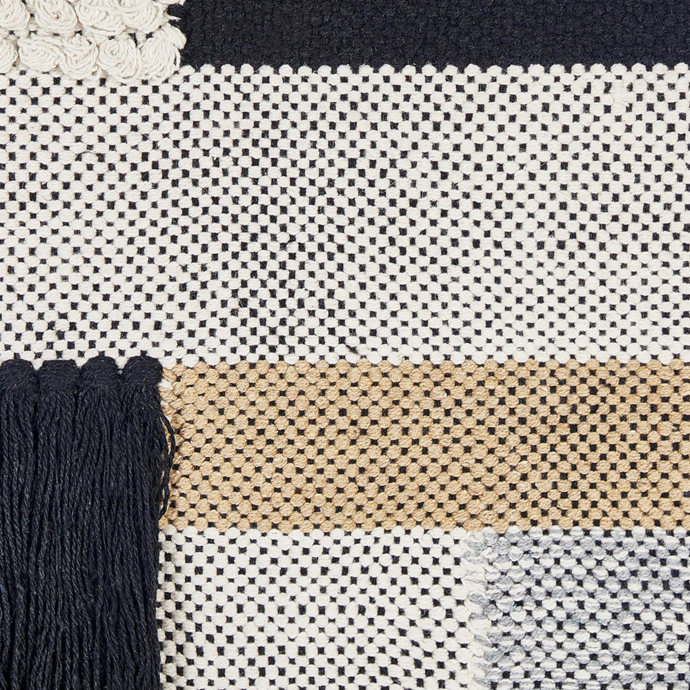 Decorazione da parete cotone beige e nero fatta a mano con nappe motivo geometrico stile boho soggiorno camera da letto
