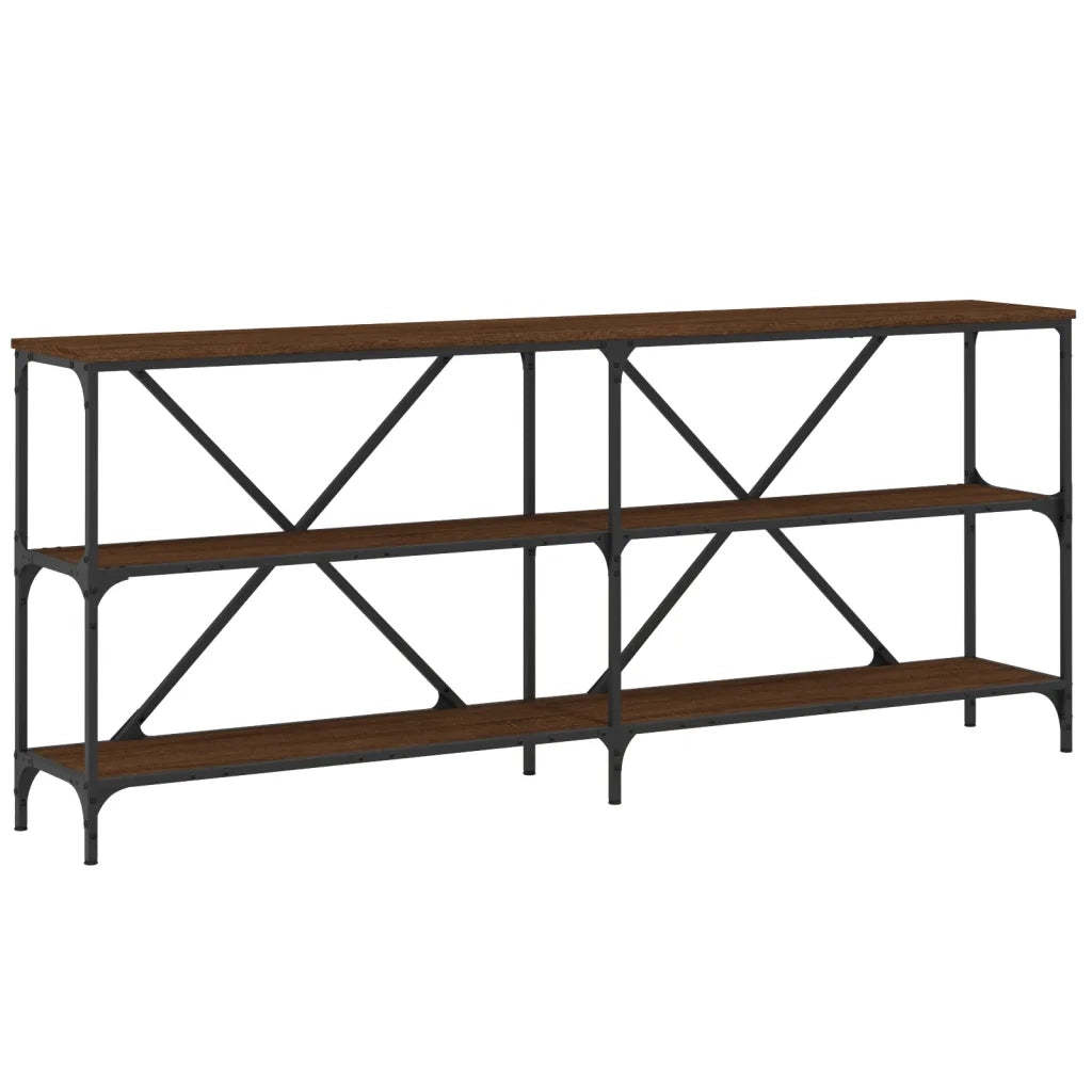 Tavolo Consolle | Tavolo d'Ingresso Rovere Marrone 180x30x75 cm Multistrato e Ferro