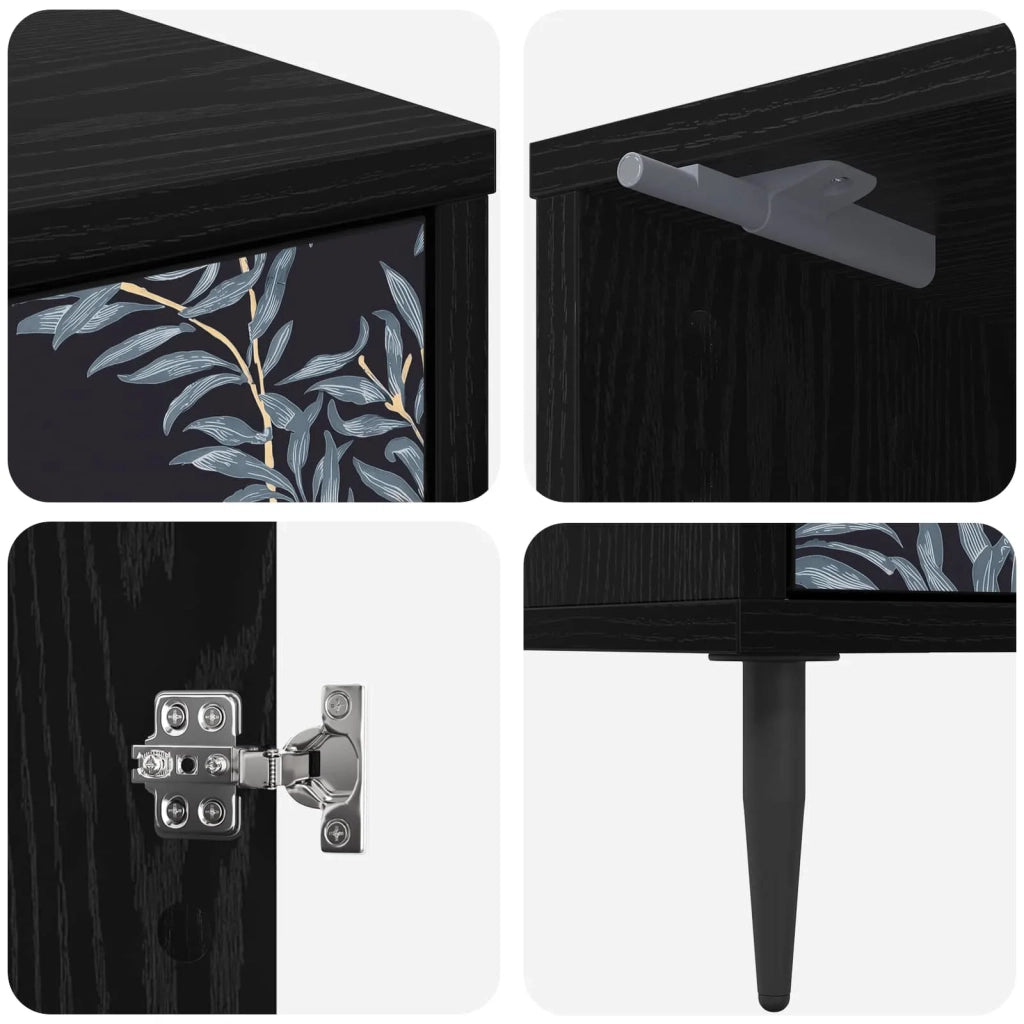 Armadio da Notte DOKKUM 2 pz Rovere Nero 36 x 33 x 51 cm 8007246