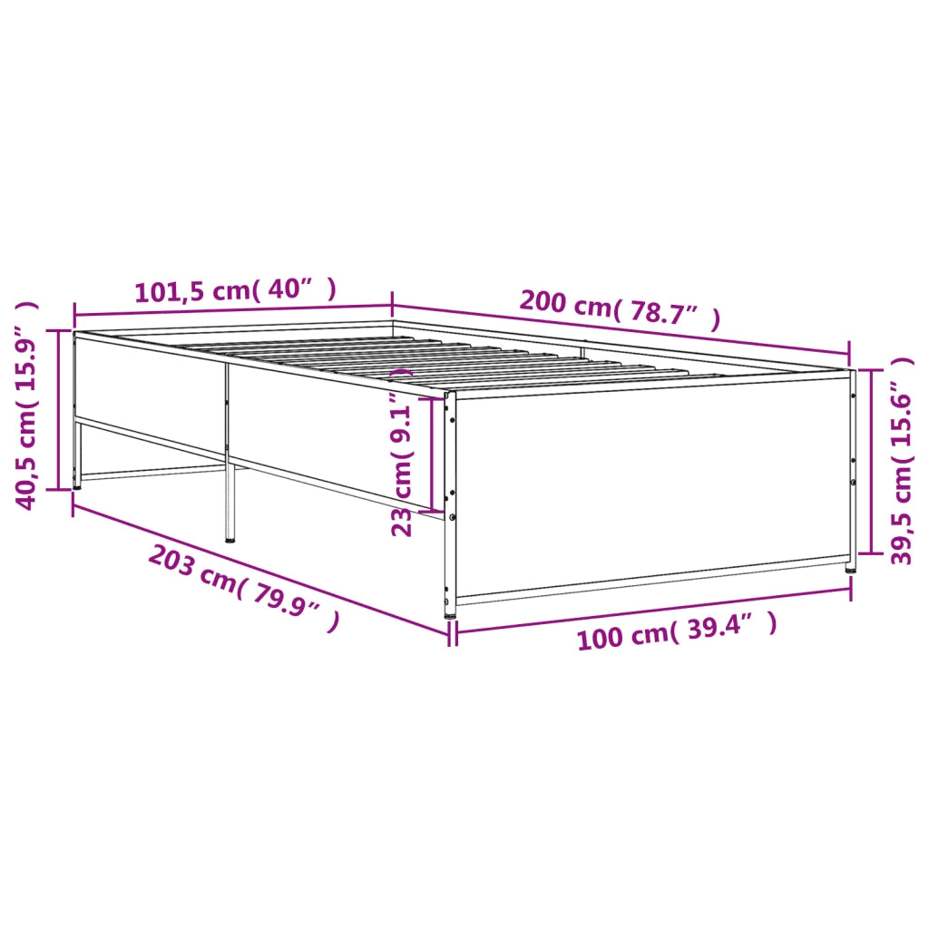 Giroletto-Struttura Letto Nero 100x200 cm in Legno Multistrato e Metallo 872777