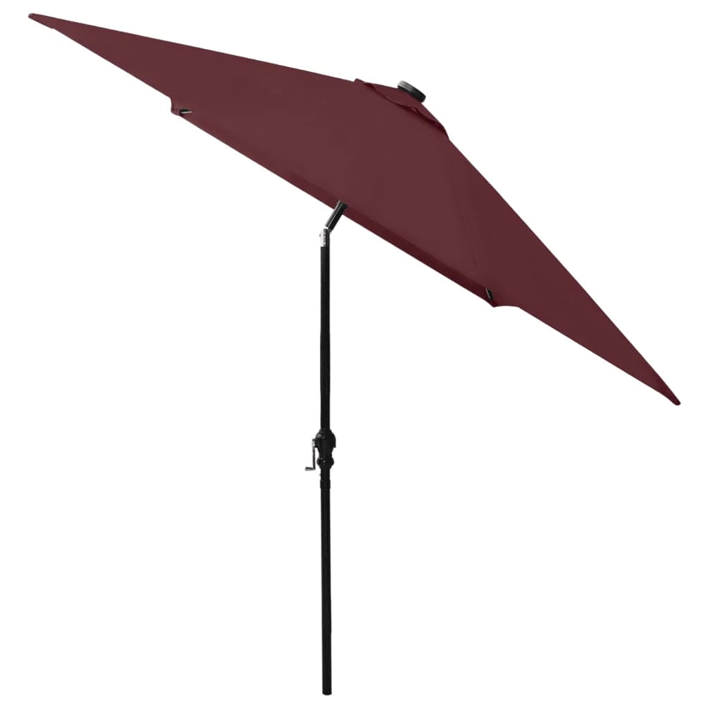Ombrellone con LED e palo in acciaio 2 x 3 m rosso bordeaux 02_0008069