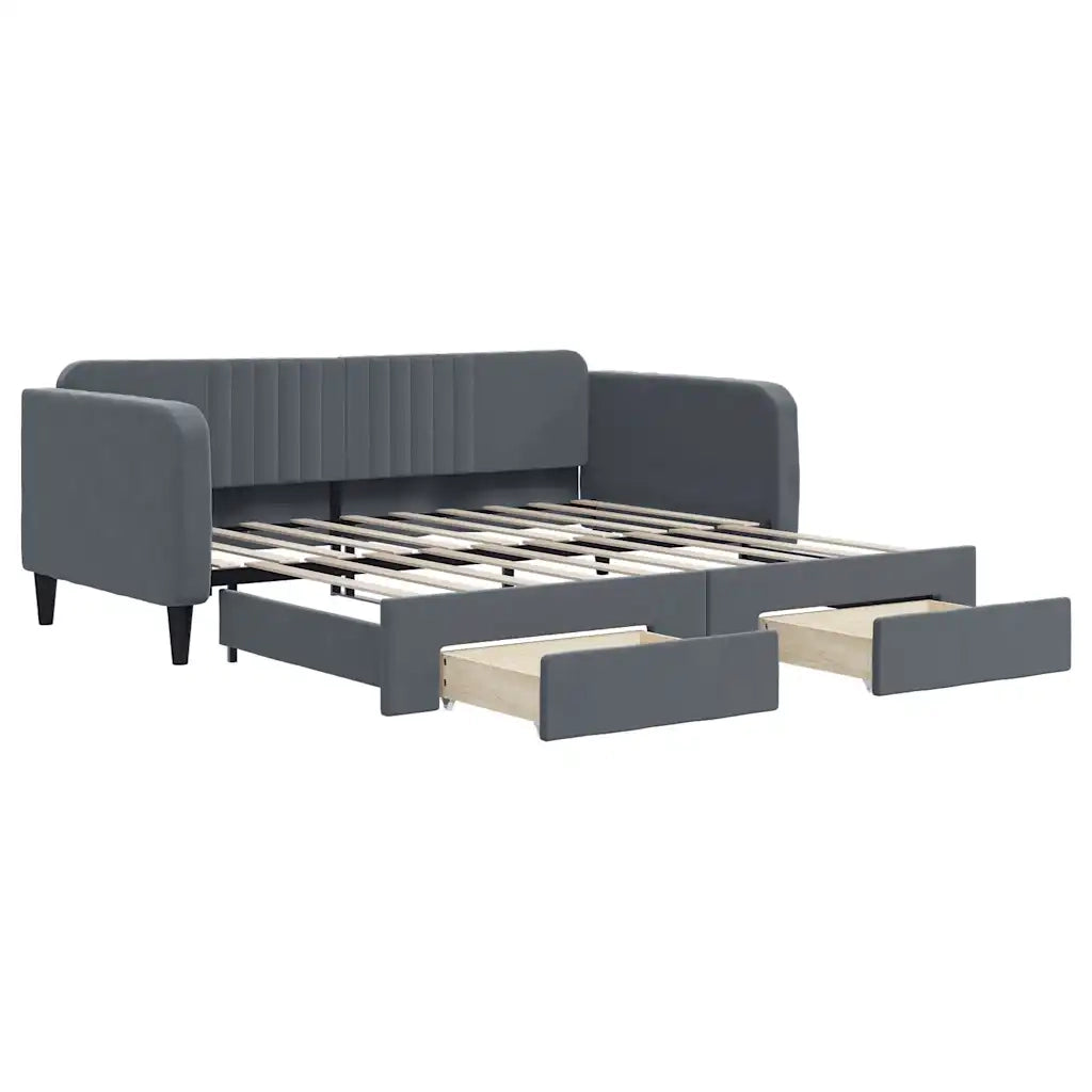 Divano Letto Estraibile Cassetti-Sofa Letto-Daybed Grigio Scuro 90x190cm Velluto 913286