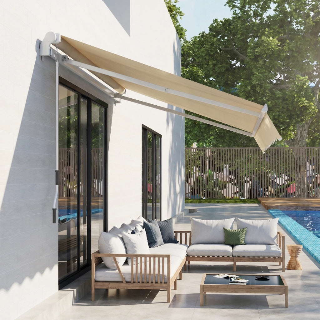 Tenda da Sole a Bracci per Esterno con Manovella ¨C zephmum ¨C 3x2.5m Beige Poliestere Metallo