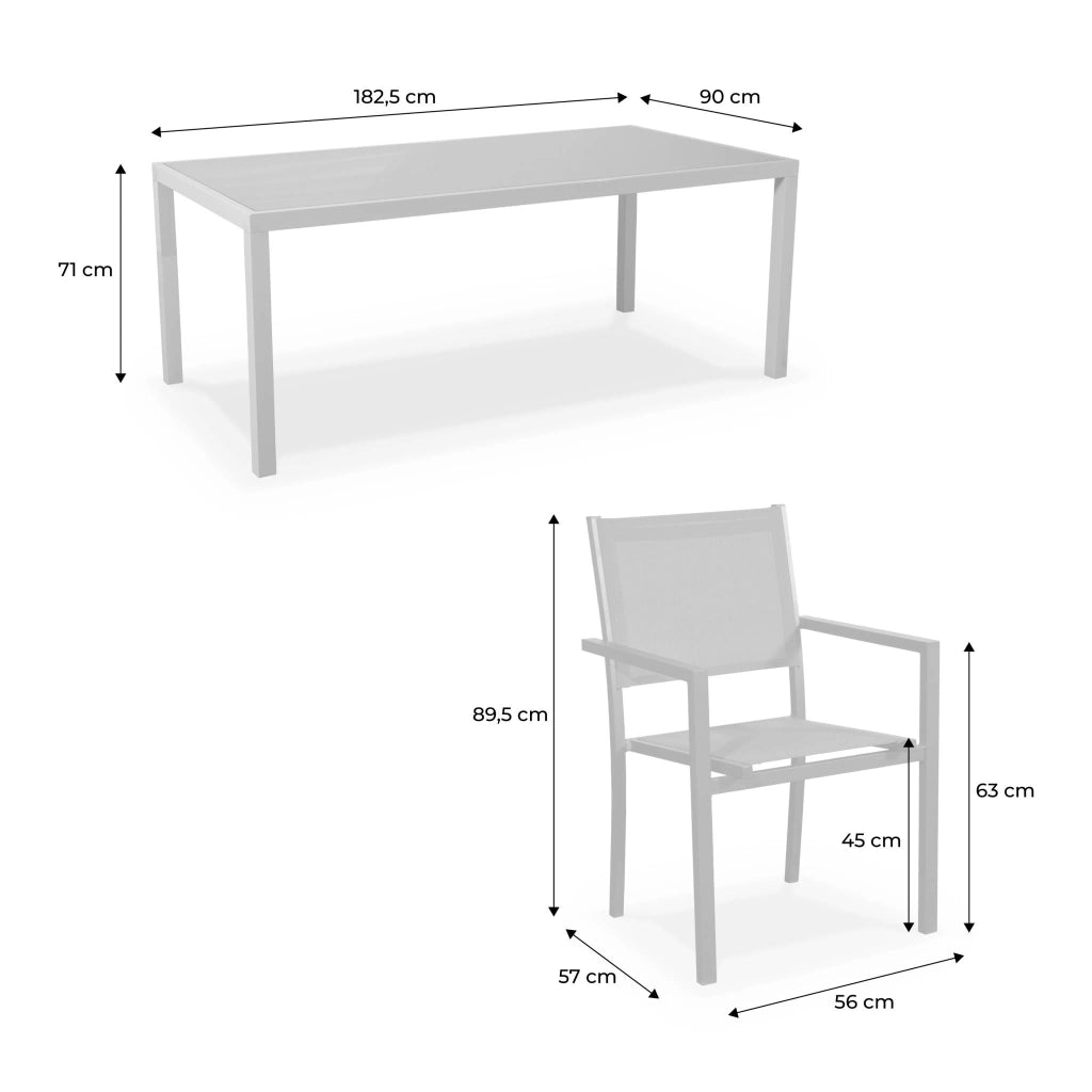 Set tavolo da giardino in alluminio con 8 sedie, verde kaki