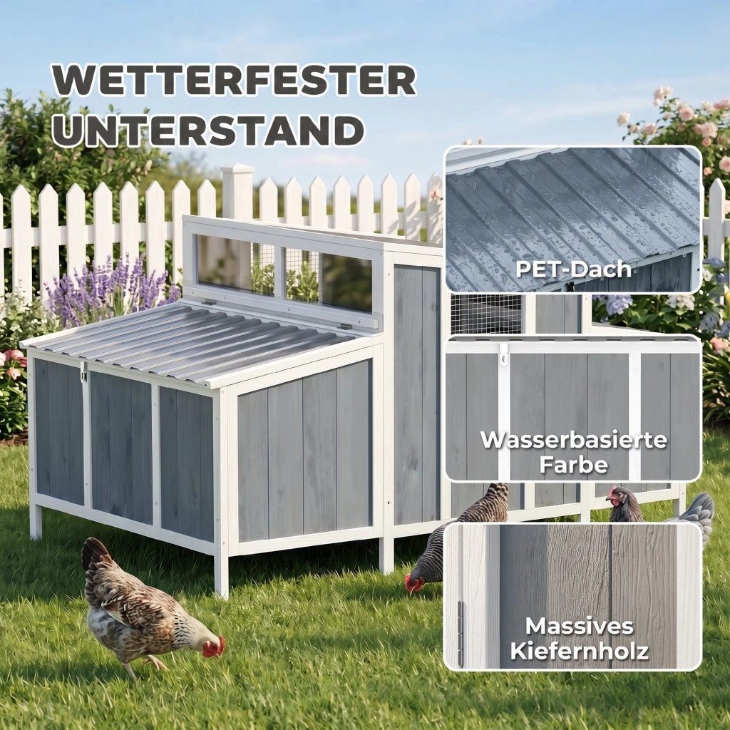 Polladio in Legno con Tetto in PET Impermeabile ¨C zephmum ¨C Grigio 145x90x92 cm