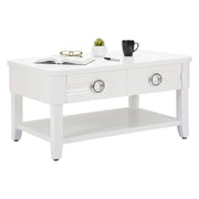 Tavolino da salotto Taylor, Tavolo basso da caffè, Portariviste per divano, Ripiano da soggiorno, 90x60 h47 cm, Bianco