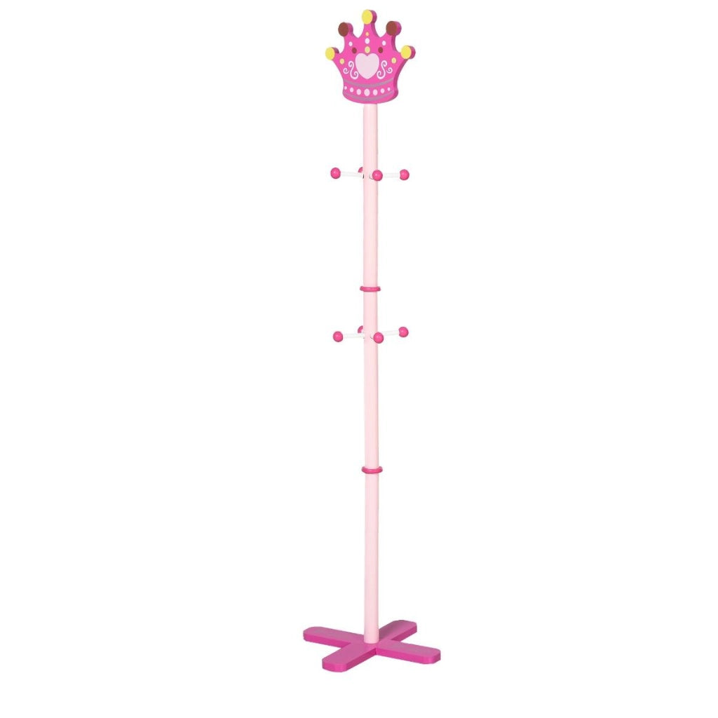 Appendiabiti da Terra per Bambini 35x35x142 cm in MDF e Legno  Rosa