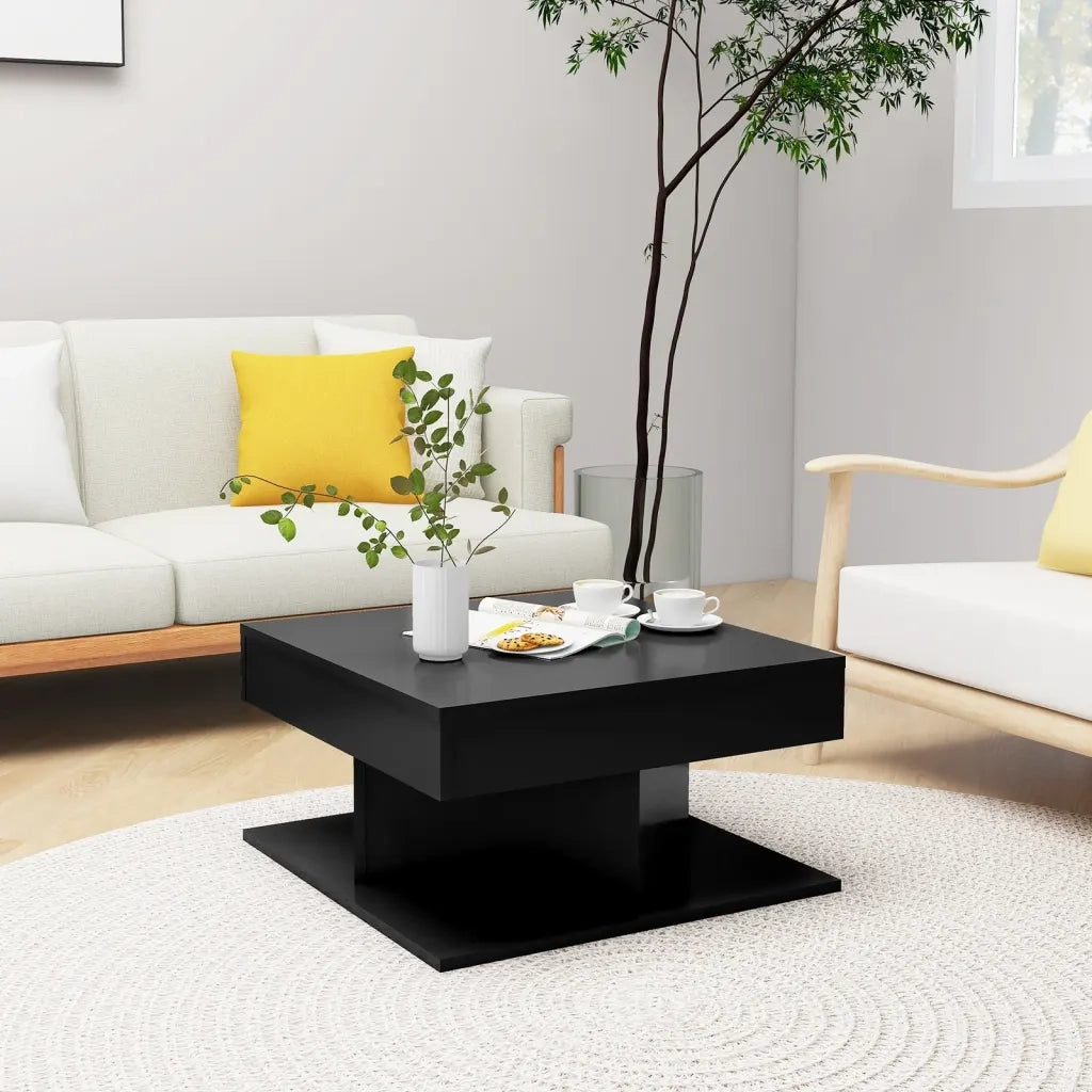 Tavolino da Salotto Nero 57x57x30 cm in Legno Multistrato 808369