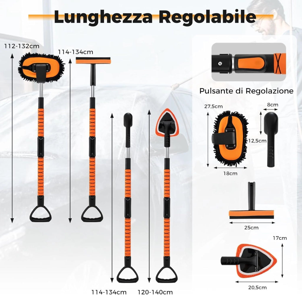 Kit Pulizia Auto, 10 Pezzi Kit Lavaggio Auto, Kit per Lavaggio Auto Senza Graffi con Impugnatura a D, Spazzole per Pneumatici, Set per Pulizia Veicoli per RV, Camion, Berlina