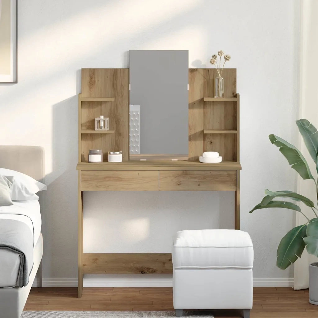 Toeletta con Specchio Rovere Artigianale 96x39x142 cm 857012