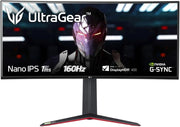 34GN850 UltraGear Gaming Monitor 34" QuadHD UltraWide Curvo 21:9 LED NanoIPS 1ms HDR 400, 3440x1440, G-Sync Compatible e AMD FreeSync Premium 160Hz, HDMI, Display Port, USB Hub, Flicker Safe, Nero