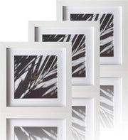 Scatola Fotografica 20x20cm Bianca Con Cornice Quadrata in Legno Cornice in Legno con Cornice Intermedia 15x15cm Set di 3