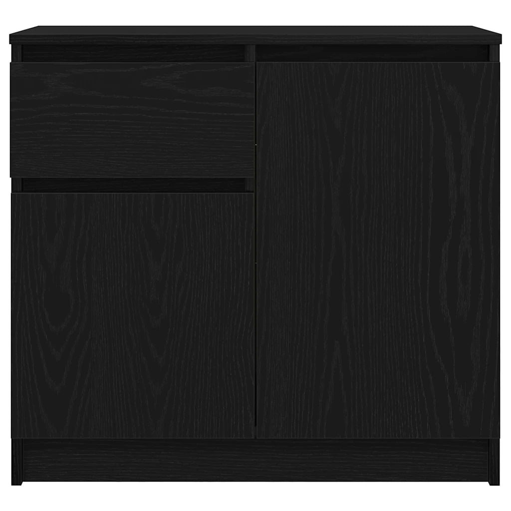 Credenza con Cassetto Rovere Nero 71x35x65 cm Legno Multistrato